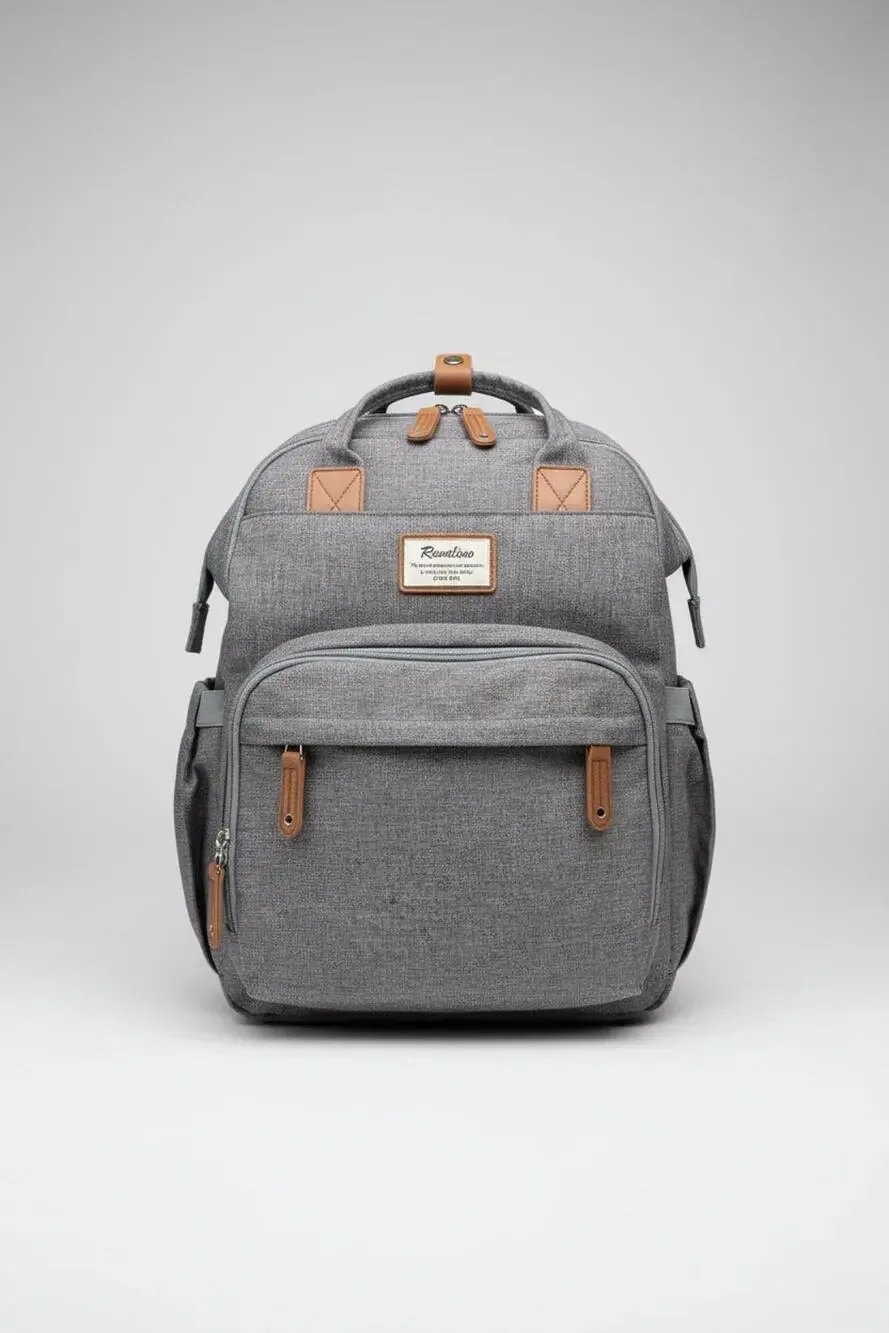 Ruvalino Diaper Bag Backpack Gray Multifunction Baby Bag Wide Open Travel
